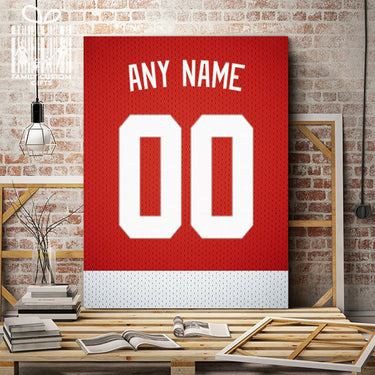 Detroit Jersey Custom Canvas Print Wall Art for Boy Girl Men Women Hockey Personalized Canvas Art
